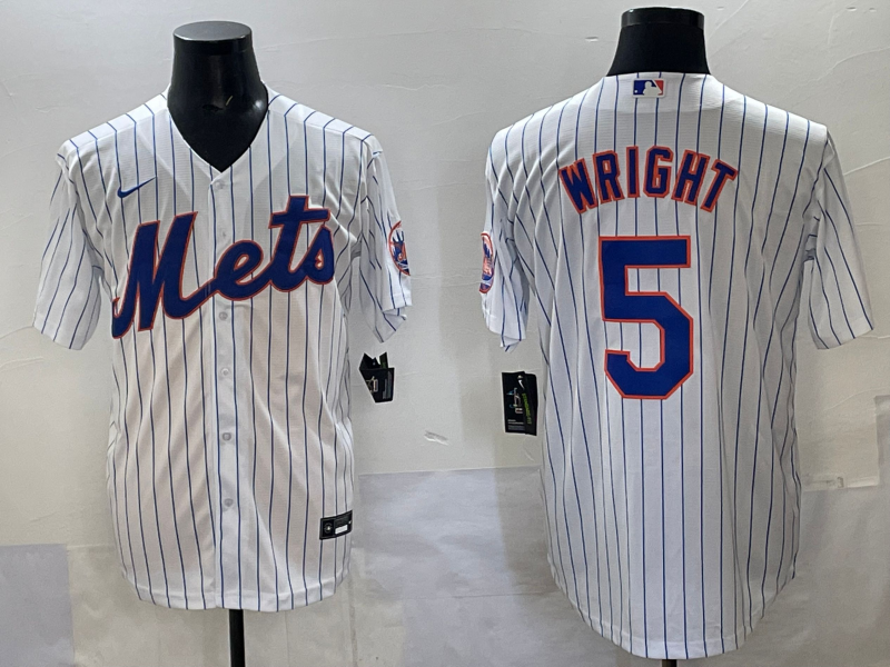 Men 2025 New York Mets #5 Wright white MLB Nike jersey style 4->new york mets->MLB Jersey